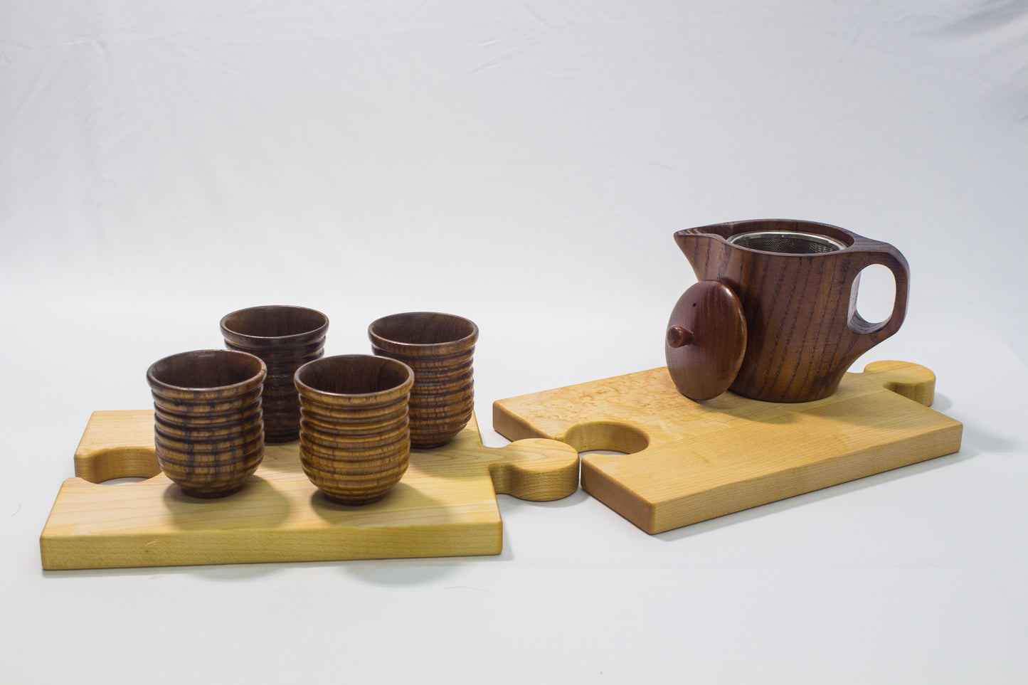 Wood Tea/Coffee Kettle & Cup Set