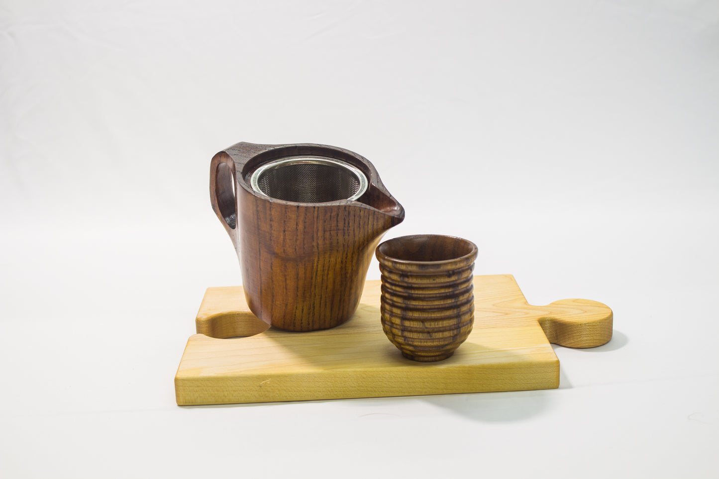 Wood Tea/Coffee Kettle & Cup Set